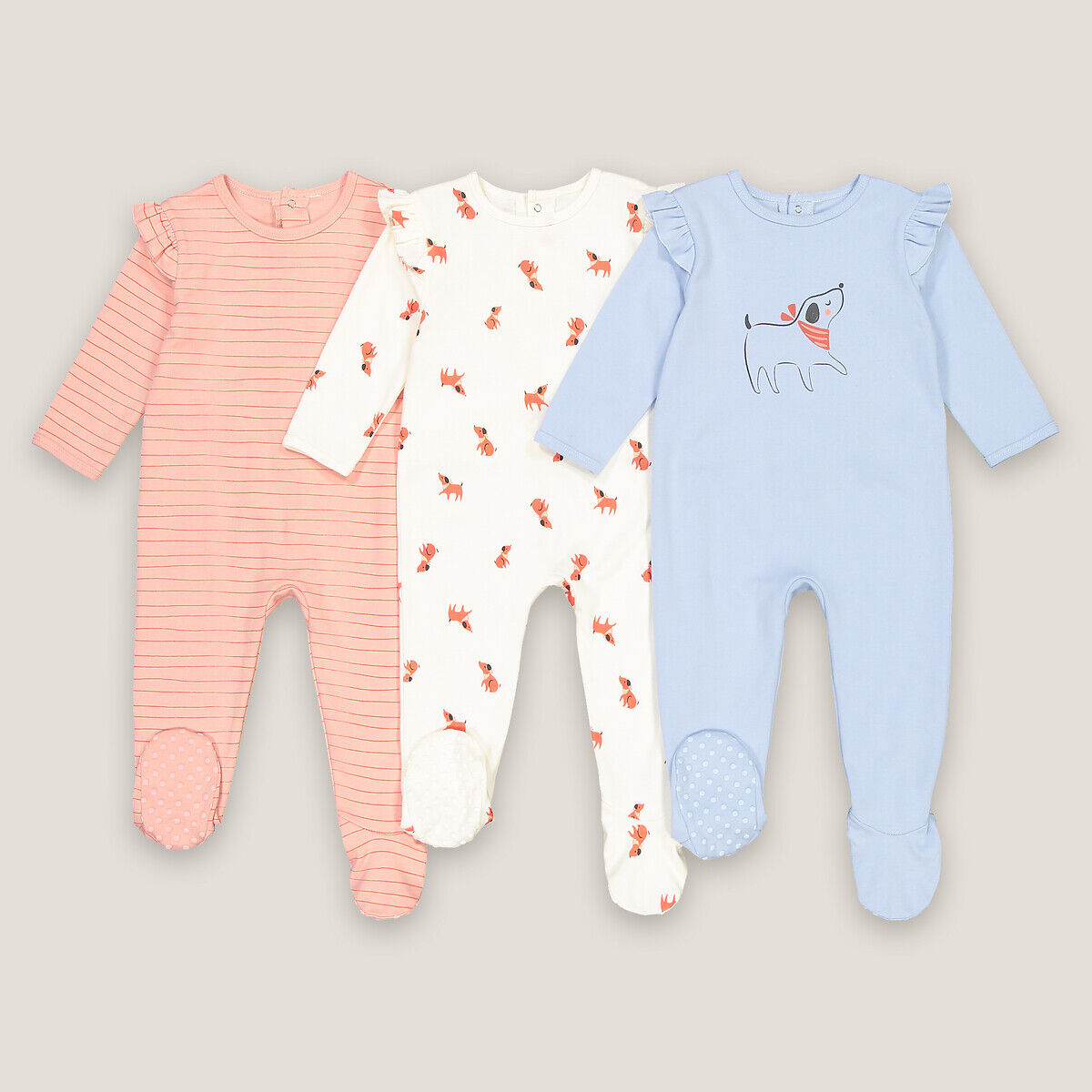 LA REDOUTE COLLECTIONS Lot de 3 pyjamas 1 pièce en coton bi