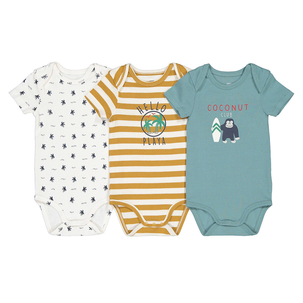 LA REDOUTE COLLECTIONS Lot de 3 bodies imprimés coton bio