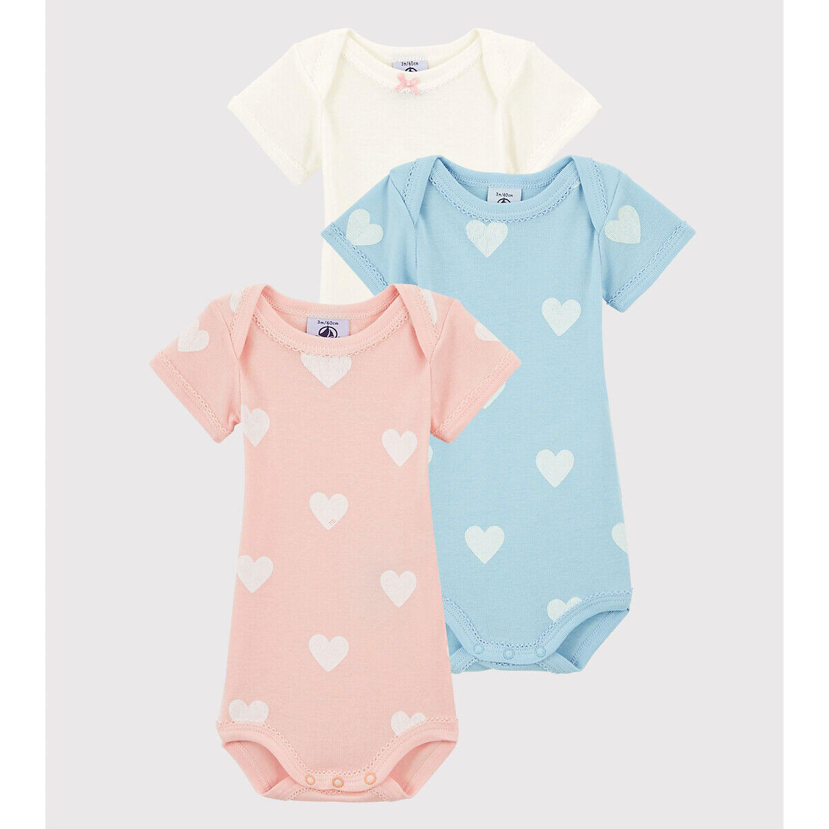 PETIT BATEAU Lot de 3 bodies 3 mois - 3 ans