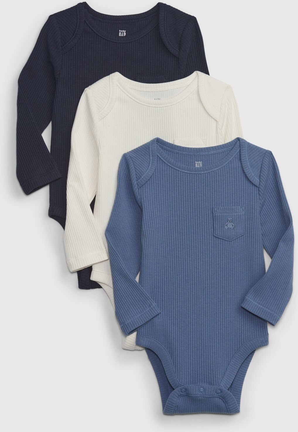 Gap Baby First Favorites TinyRib Bodysuit (3-Pack)  - Blue - unisex - Size: 6-12 M