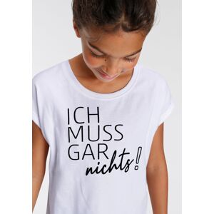 KIDSWORLD T-Shirt »Ich muss garnichts!«, in weiter legerer Form weiss  152/158