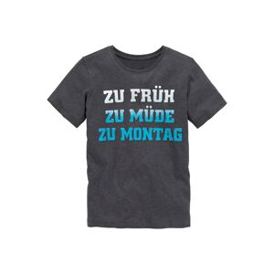 KIDSWORLD T-Shirt »ZU FRÜH, ZU MÜDE...«, Spruch anthrazit  140/146
