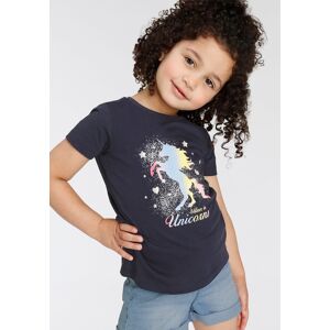 KIDSWORLD T-Shirt »believe in Unicorns«, mit Glitzerdruck marine  128/134