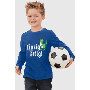 KIDSWORLD Langarmshirt »EINZIG NICHT ARTG!«, Spruch royalblau  116/122