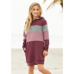 KIDSWORLD Sweatkleid, mit Kapuze und Colorblocking bordeau x -rosa Größe 164/170