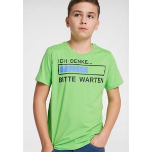 KIDSWORLD T-Shirt »ICH DENKE...BITTE WARTEN«, Spruch neongrün Größe 176/182