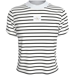 Calvin Klein Jeans T-Shirt »WOVEN LABEL RIB BABY TEE«, mit Logopatch Ck Black / Bright White Striped Größe XL (42)
