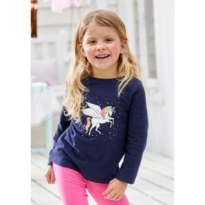 KIDSWORLD Langarmshirt »für kleine Mädchen«, mit süssem Einhorn Druck marine Größe 92/98