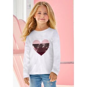 KIDSWORLD Langarmshirt »für kleine Mädchen«, mit Paillettenherz zum Wenden weiss Größe 140/146