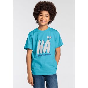 KIDSWORLD T-Shirt »FRAGEWORT MIT 2 BUCHSTABEN«, Sprücheshirt für Jungen türkis Größe 140/146