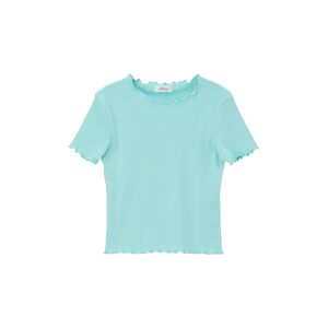 s.Oliver Junior T-Shirt, mit Rollsaum mint blue Größe S