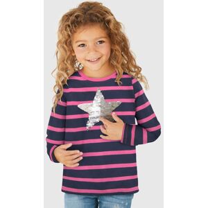 KIDSWORLD Langarmshirt »für kleine Mädchen«, mit appliziertem Stern aus... marine-pink-gestreift Größe 116/122