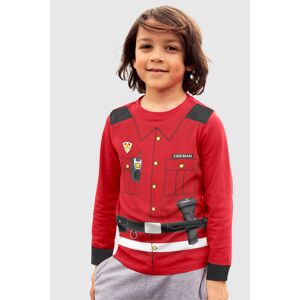 KIDSWORLD Langarmshirt »FEUERWEHR«, Uniform-Druck rot Größe 128/134