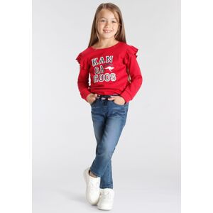 KangaROOS Sweatshirt »Kleine Mädchen«, mit Glitter und Rüschen an den Ärmeln rot Größe 116/122