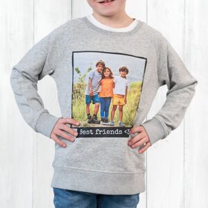 smartphoto Pullover bestickt für Kinder Grau gesprenkelt 3 bis 4 Jahre