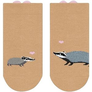 FALKE Unisex Baby Socken Badger Family, Nachhaltige Baumwolle, 1 Paar, Beige (Desert 4710), 74-80