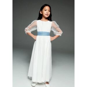 Mango Kids Plumetis-Kleid mit Schleife - Weiß - 11 - weiblich