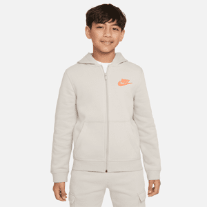 Nike SportswearFleece-Hoodie mit durchgehendem Reißverschluss und Grafikdetail für ältere Kinder (Jungen) - Grau - S
