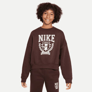 Nike Sportswear Fleece-Sweatshirt in Oversize mit Rundhalsausschnitt für ältere Kinder (Mädchen) - Braun - M