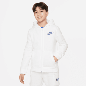 Nike SportswearFleece-Hoodie mit durchgehendem Reißverschluss und Grafikdetail für ältere Kinder (Jungen) - Weiß - XL
