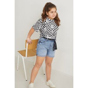 C&A Extended Sizes-Multipack 2er-Jeans-Shorts mit Gürtel, Blau, Größe: 134 Weiblich