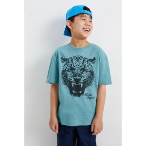 C&A Multipack 2er-Leopard-Kurzarmshirt, Türkis, Größe: 146 Männlich