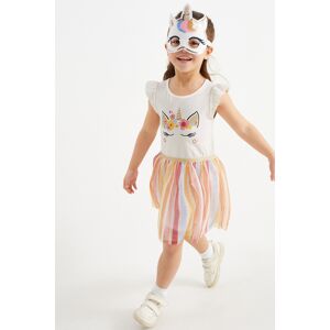 C&A Einhorn-Set-Kleid und Maske-2 teilig, Weiss, Größe: 104 Weiblich