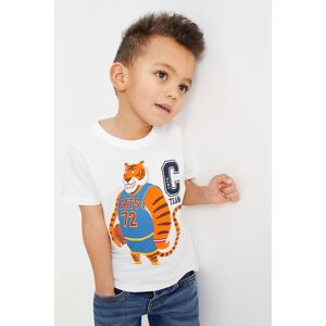 C&A Multipack 3er-Basketball und Wildtiere-Kurzarmshirt, Weiss, Größe: 92 Male