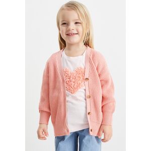 C&A Set-Herz-Kurzarmshirt und Strickjacke-2 teilig, Rosa, Größe: 140 Weiblich