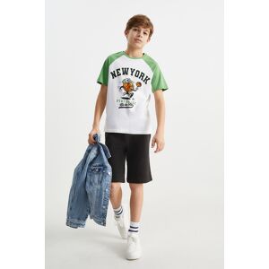 C&A Basketball-Set-Kurzarmshirt und Sweatshorts-2 teilig, Weiss, Größe: 158 Männlich