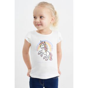 C&A Multipack 3er-Einhorn-Kurzarmshirt, Weiss, Größe: 134 Weiblich