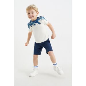 C&A Dino-Set-Kurzarmshirt und Shorts-2 teilig, Weiss, Größe: 128 Männlich