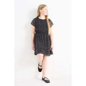 C&A Kleid-geblümt, Schwarz, Größe: 128 Weiblich