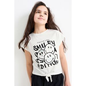 C&A SmileyWorld®-Kurzarmshirt mit Knotendetail, Weiss, Größe: 176 Weiblich