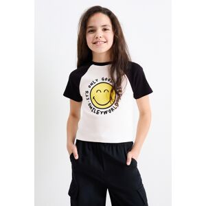 C&A SmileyWorld®-Kurzarmshirt, Schwarz, Größe: 128 Weiblich