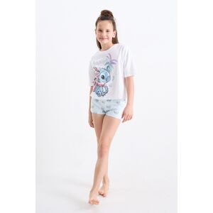 Disney C&A Lilo & Stitch-Shorty-Pyjama-2 teilig, Weiss, Größe: 140 Weiblich