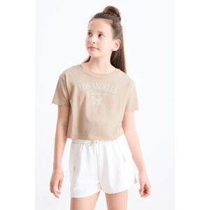 C&A Multipack 2er-Los Angeles-Kurzarmshirt, Beige, Größe: 140 Weiblich