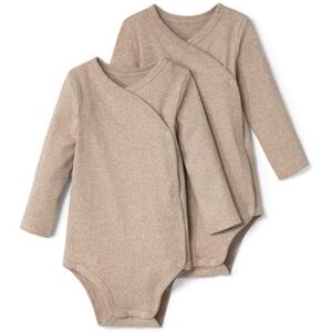 Tchibo - 2 Baby-Langarmbodys - Beige/Meliert -Baby - Gr.: 62/68 Baumwolle  62/68 unisex