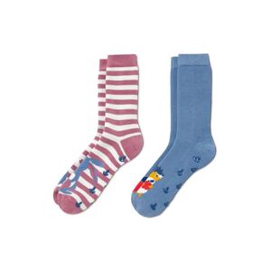 Tchibo - 2 Paar Antirutsch-Socken - Blau/Gestreift -Kinder - Gr.: 27-30 Baumwolle 1x 27-30 unisex