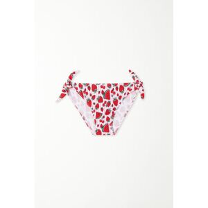 Tezenis Bustier-Bikinioberteil mit Slip zum Binden mit Streifen-Obst-Print für Mädchen Mädchen Rot Größe 8-9