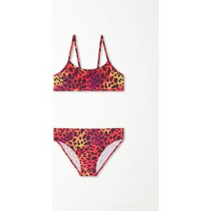 Tezenis Bustier-Bikinioberteil und Slip mit farbigem Leoprint für Mädchen Mädchen Animal-print Größe 12-13