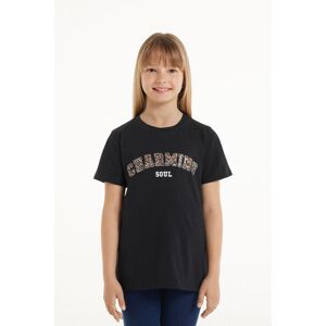 Tezenis T-Shirt aus Baumwolle mit Rundhalsausschnitt und Print Mädchen Schwarz Größe 12-13