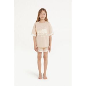 Tezenis Kurzer Pyjama aus Baumwolle mit Texas-Print für Mädchen Mädchen Hautfarben Größe 10-11