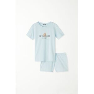 Tezenis Kurzer Pyjama aus Baumwolle mit „Childhood“-Print Mädchen Hellblau Größe 4-5