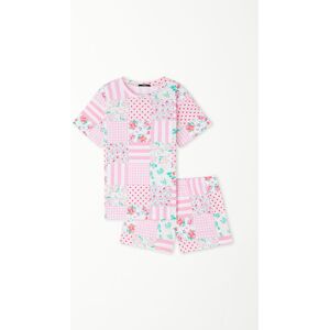 Tezenis Kurzer Baumwollpyjama mit Patchwork-Print Mädchen Rosa Größe 6-7