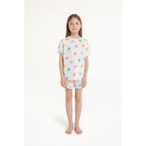 Tezenis Kurzer Bauwollpyjama mit halblangen Ärmeln und Eisprint für Mädchen Mädchen Weiß Größe 4-5