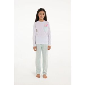 Tezenis Langer Pyjama für Mädchen aus Baumwolle mit Ärmeltasche Mädchen Aufdruck Größe 2-3