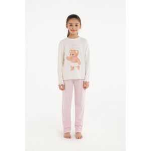 Tezenis Langer Mädchenpyjama aus schwerer Baumwolle und Ballerina-Print Mädchen Elfenbein Größe 12-13