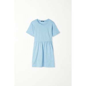 Tezenis Baumwollkleid mit Rundhalsausschnitt und kurzen Ärmeln Mädchen Hellblau Größe 2-3