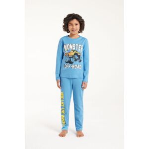 Tezenis Langer Pyjama für Jungen aus schwerer Baumwolle mit Monster-Print Junge Blau Größe 12-13